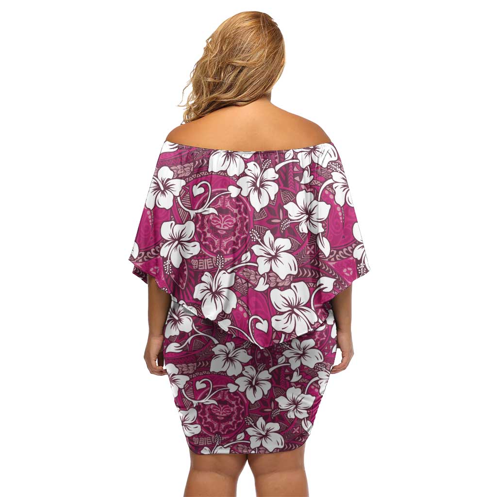 Piqi Bula Fiji Family Matching Off Shoulder Short Dress and Hawaiian Shirt Fijian Tapa Seamless Hibiscus - Polynesian Pride