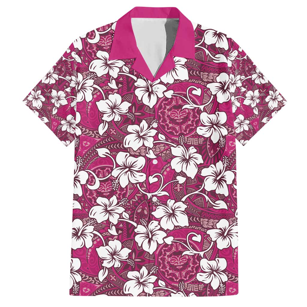 Piqi Bula Fiji Family Matching Short Sleeve Bodycon Dress and Hawaiian Shirt Fijian Tapa Seamless Hibiscus - Polynesian Pride