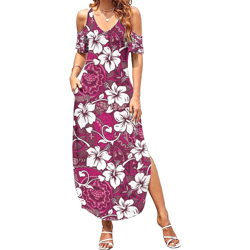 Piqi Bula Fiji Family Matching Summer Maxi Dress and Hawaiian Shirt Fijian Tapa Seamless Hibiscus - Polynesian Pride