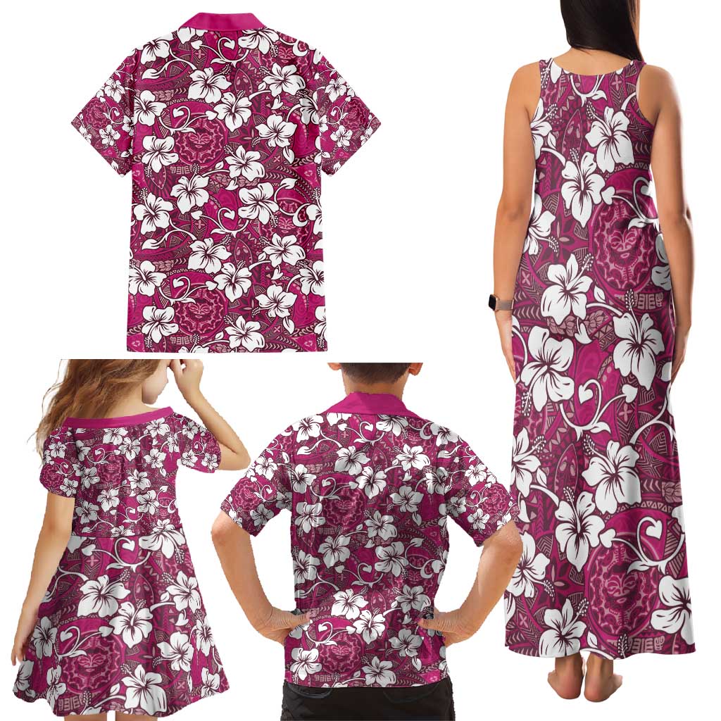 Piqi Bula Fiji Family Matching Tank Maxi Dress and Hawaiian Shirt Fijian Tapa Seamless Hibiscus - Polynesian Pride