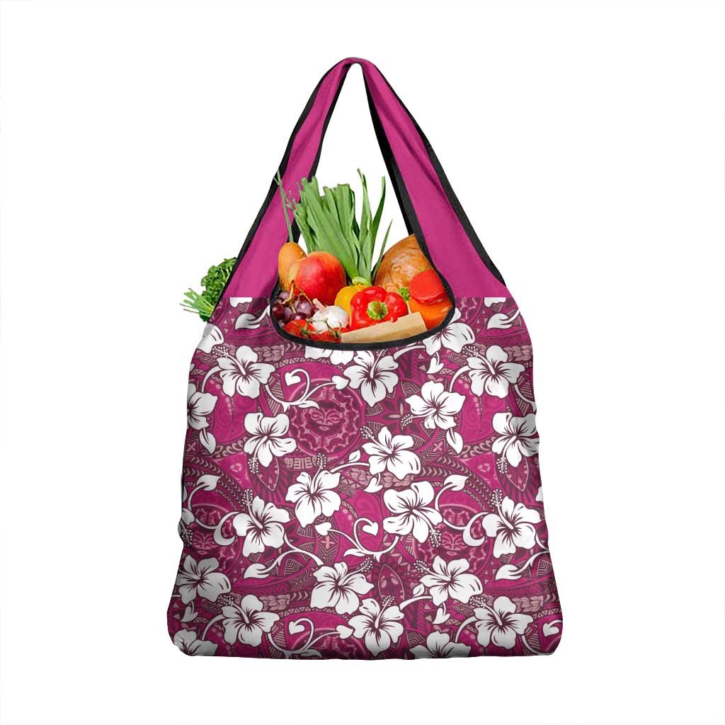 Piqi Bula Fiji Grocery Bag Fijian Tapa Seamless Hibiscus LT14 1-pack One Size Pink - Polynesian Pride