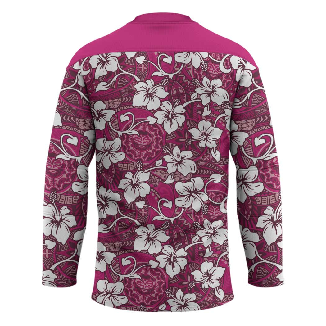 Piqi Bula Fiji Hockey Jersey Fijian Tapa Seamless Hibiscus - Polynesian Pride