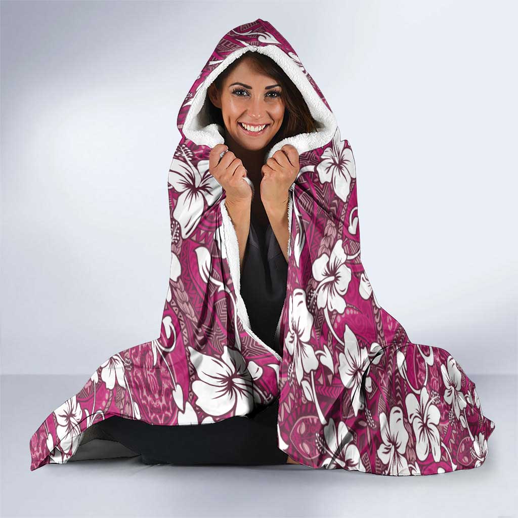 Piqi Bula Fiji Hooded Blanket Fijian Tapa Seamless Hibiscus - Polynesian Pride