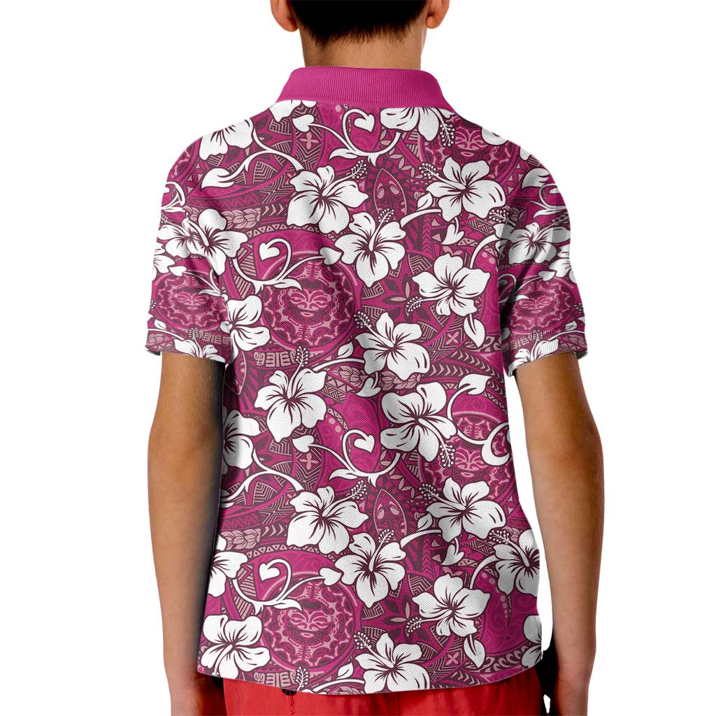 Piqi Bula Fiji Kid Polo Shirt Fijian Tapa Seamless Hibiscus - Polynesian Pride