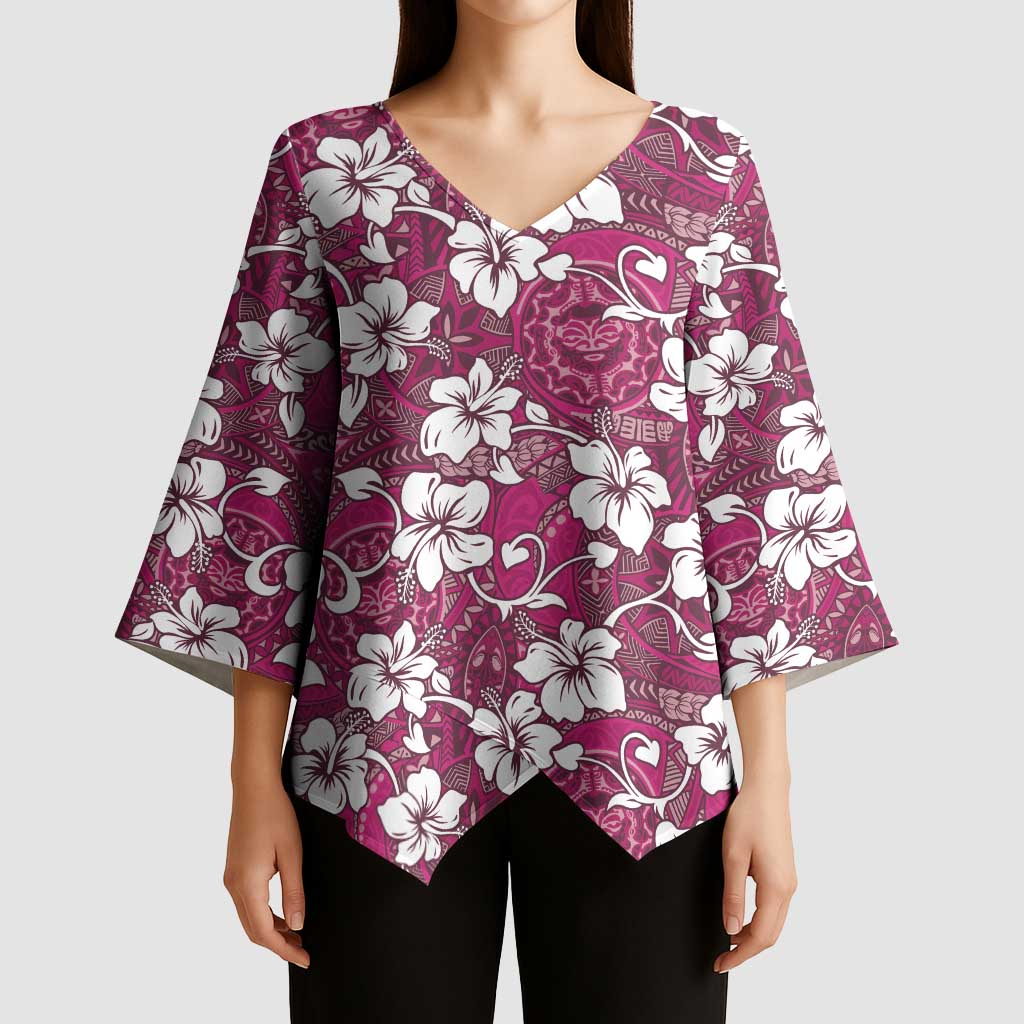 Piqi Bula Fiji Kimono Sleeve Blouse Fijian Tapa Seamless Hibiscus - Polynesian Pride