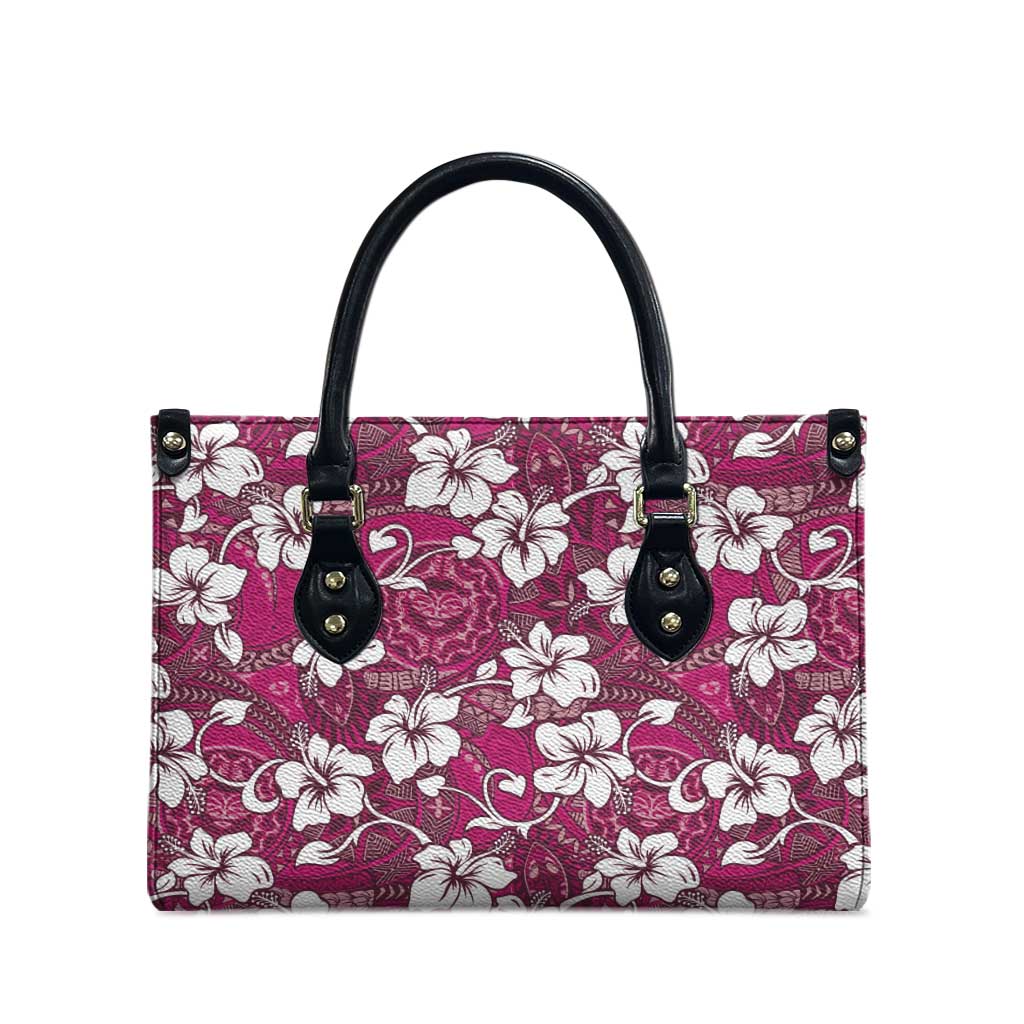 Piqi Bula Fiji Leather Bag Fijian Tapa Seamless Hibiscus - Polynesian Pride