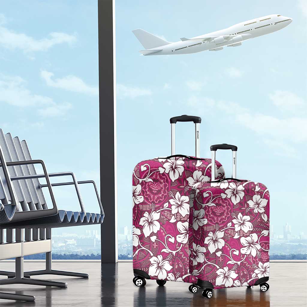 Piqi Bula Fiji Luggage Cover Fijian Tapa Seamless Hibiscus - Polynesian Pride