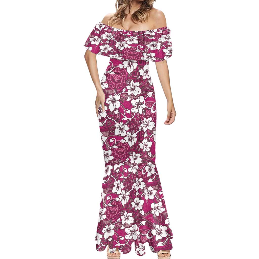 Piqi Bula Fiji Mermaid Dress Fijian Tapa Seamless Hibiscus - Polynesian Pride