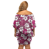 Piqi Bula Fiji Off Shoulder Short Dress Fijian Tapa Seamless Hibiscus - Polynesian Pride