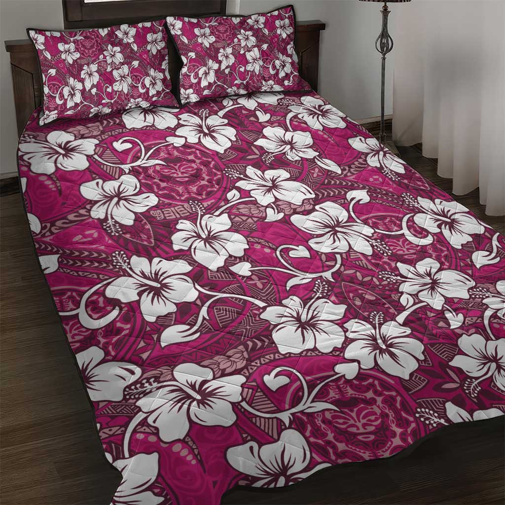 Piqi Bula Fiji Quilt Bed Set Fijian Tapa Seamless Hibiscus - Polynesian Pride