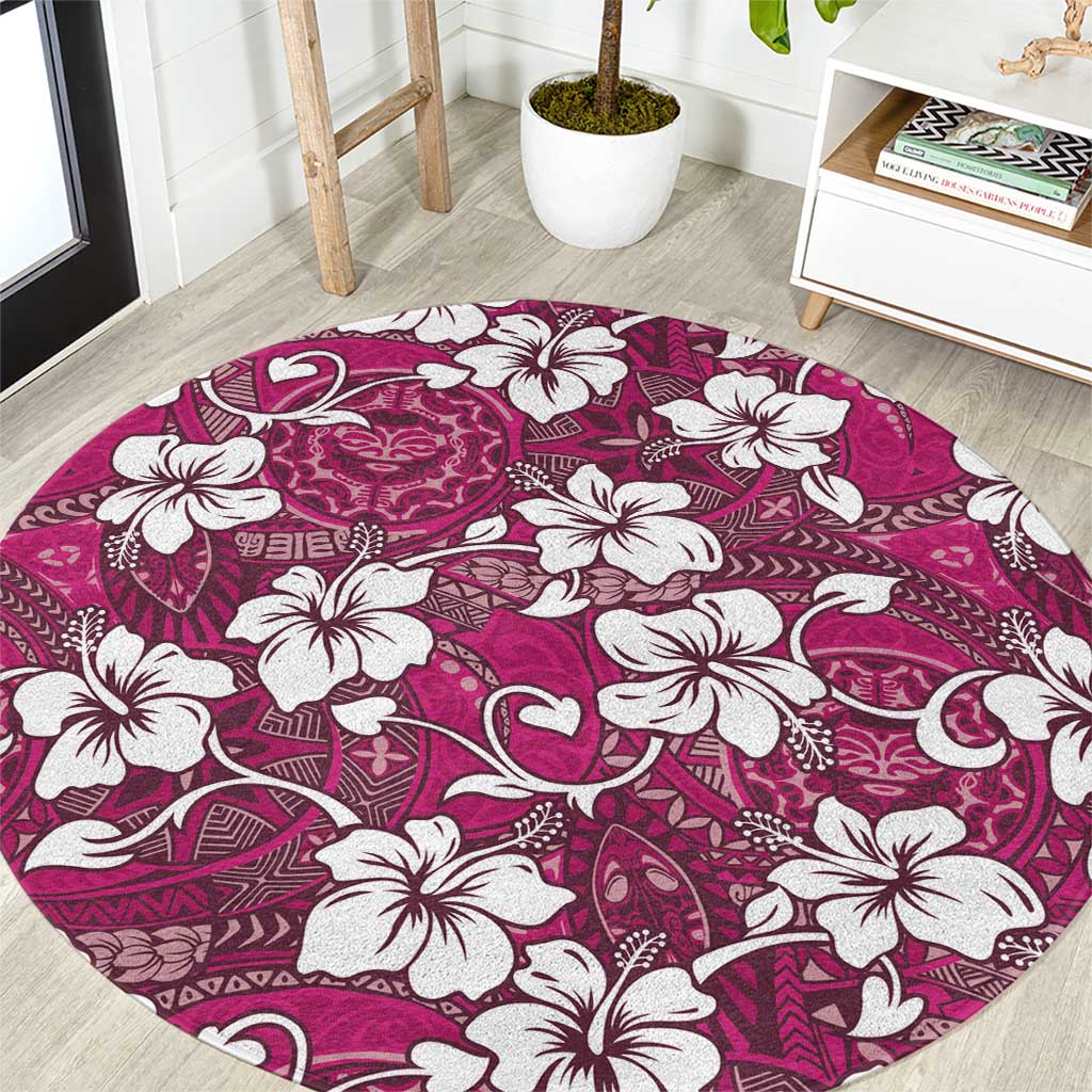 Piqi Bula Fiji Round Carpet Fijian Tapa Seamless Hibiscus - Polynesian Pride