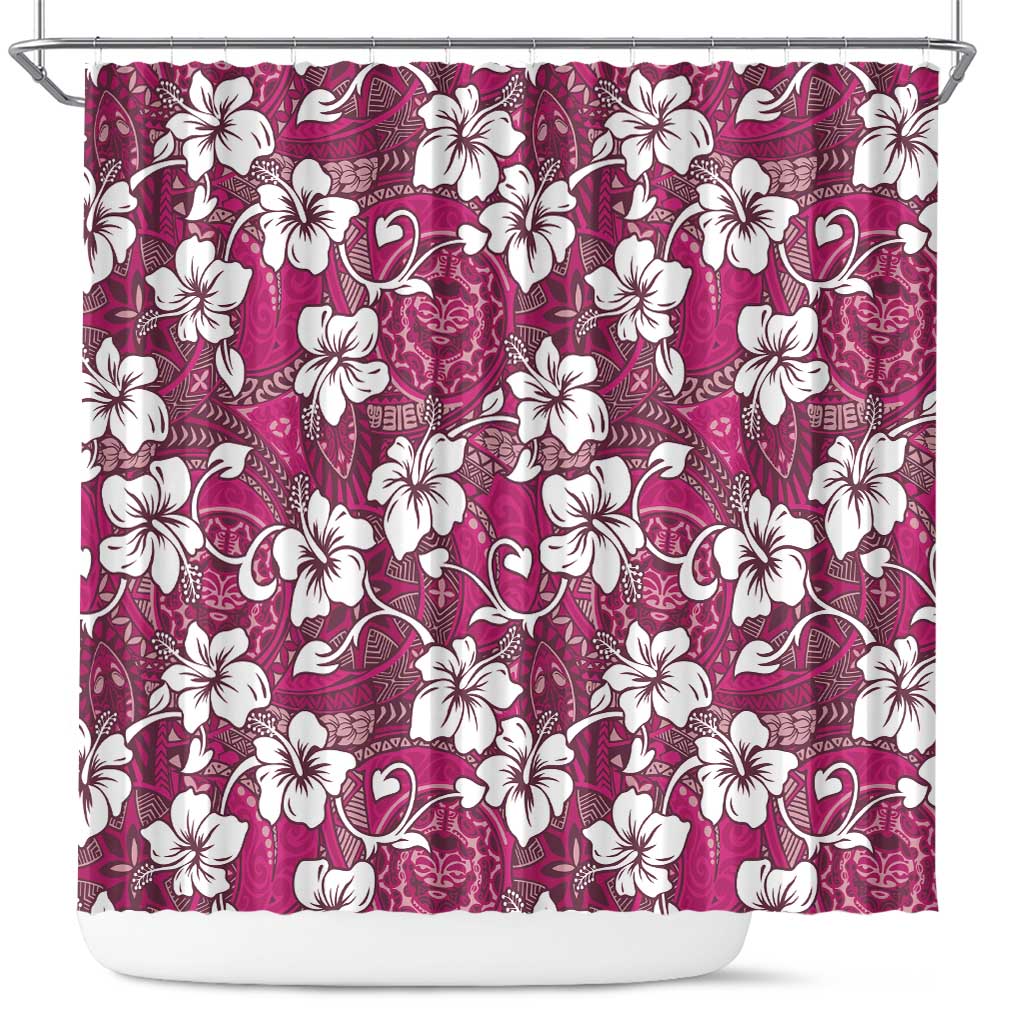 Piqi Bula Fiji Shower Curtain Fijian Tapa Seamless Hibiscus - Polynesian Pride