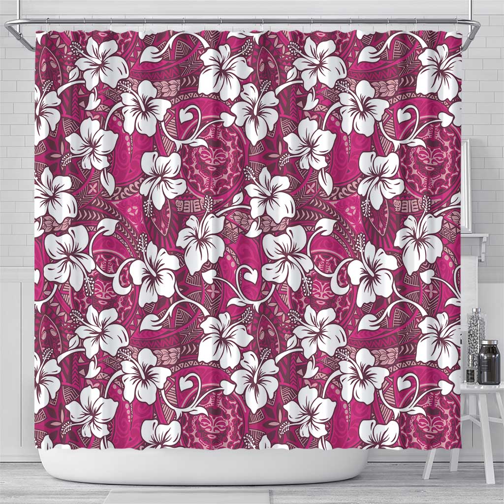 Piqi Bula Fiji Shower Curtain Fijian Tapa Seamless Hibiscus - Polynesian Pride