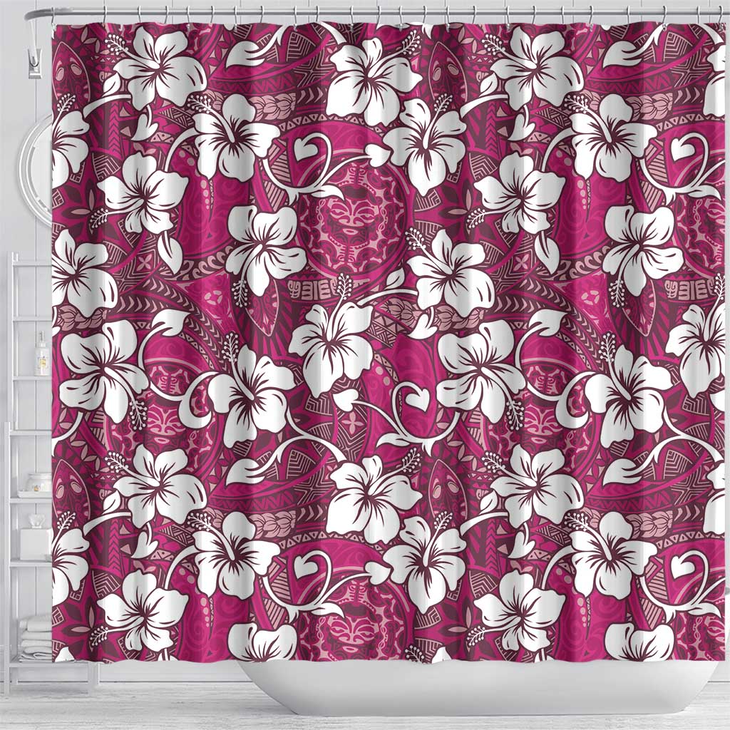 Piqi Bula Fiji Shower Curtain Fijian Tapa Seamless Hibiscus - Polynesian Pride