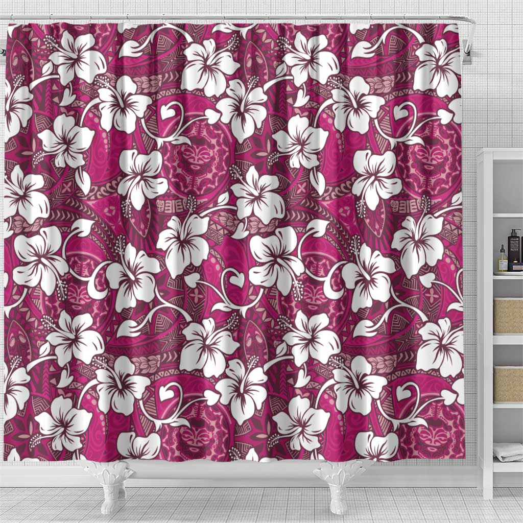 Piqi Bula Fiji Shower Curtain Fijian Tapa Seamless Hibiscus - Polynesian Pride