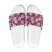 Piqi Bula Fiji Slide Sandals Fijian Tapa Seamless Hibiscus LT14 Pink - Polynesian Pride