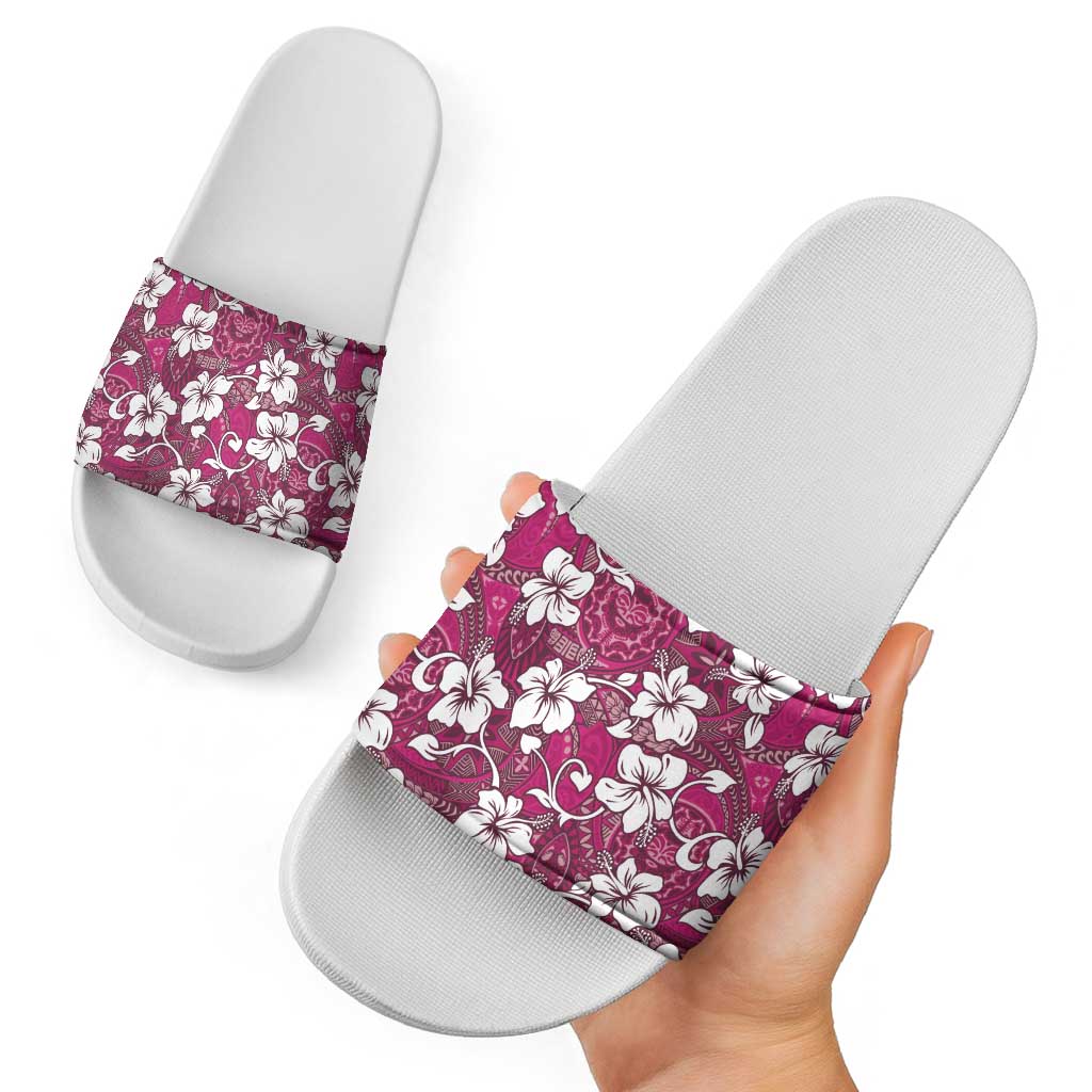 Piqi Bula Fiji Slide Sandals Fijian Tapa Seamless Hibiscus LT14 - Polynesian Pride