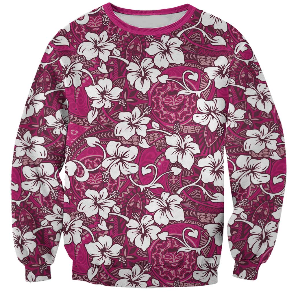 Piqi Bula Fiji Sweatshirt Fijian Tapa Seamless Hibiscus - Polynesian Pride