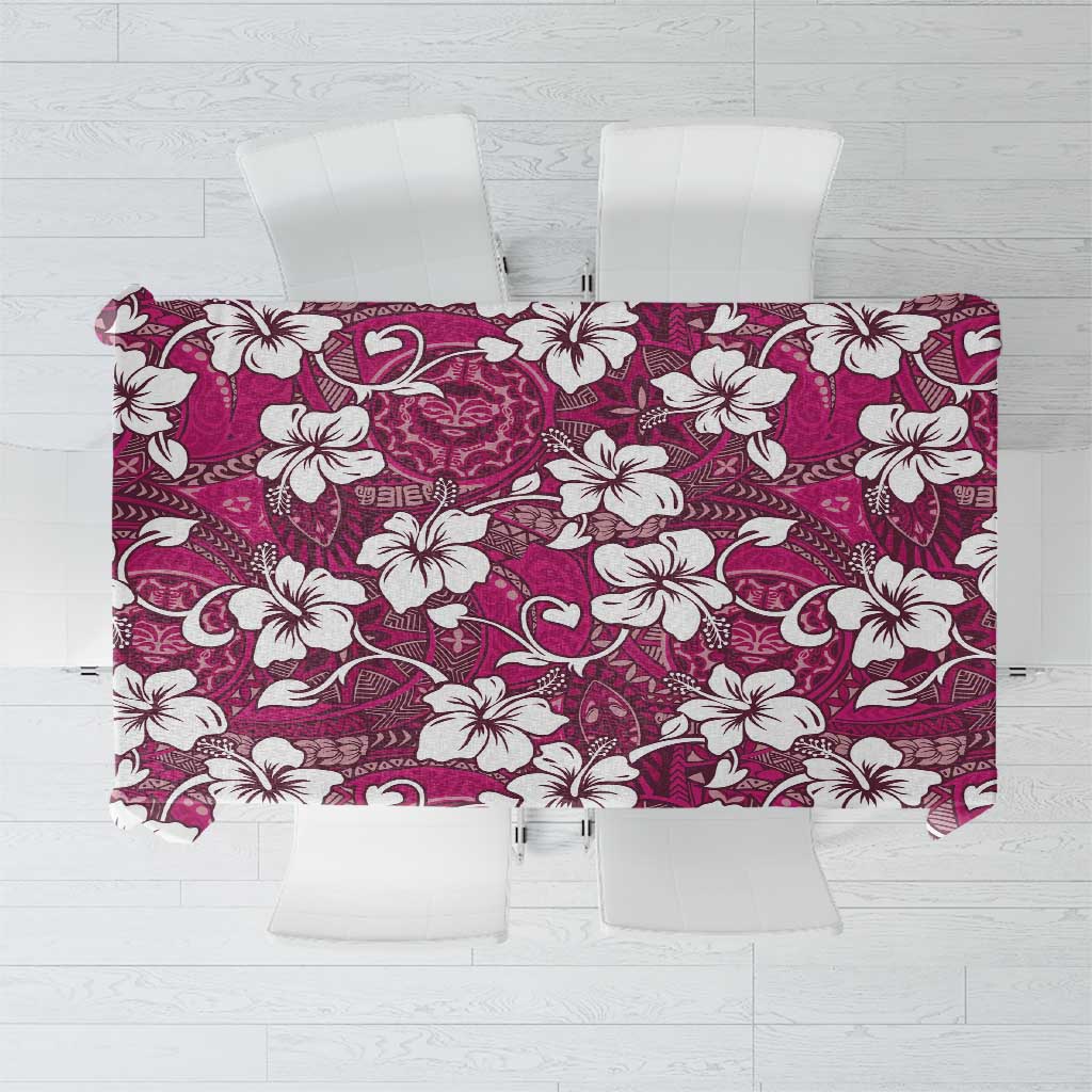 Piqi Bula Fiji Tablecloth Fijian Tapa Seamless Hibiscus LT14 Pink - Polynesian Pride