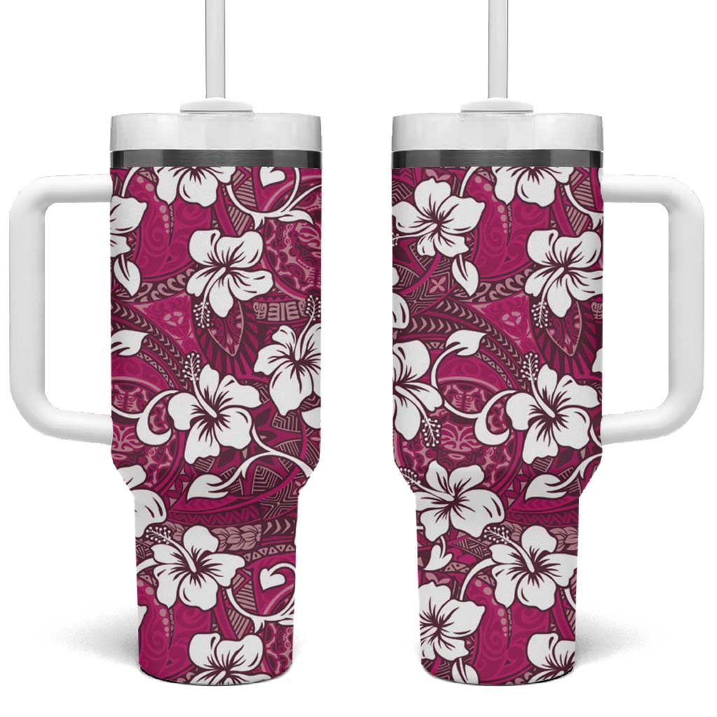 Piqi Bula Fiji Tumbler With Handle Fijian Tapa Seamless Hibiscus - Polynesian Pride