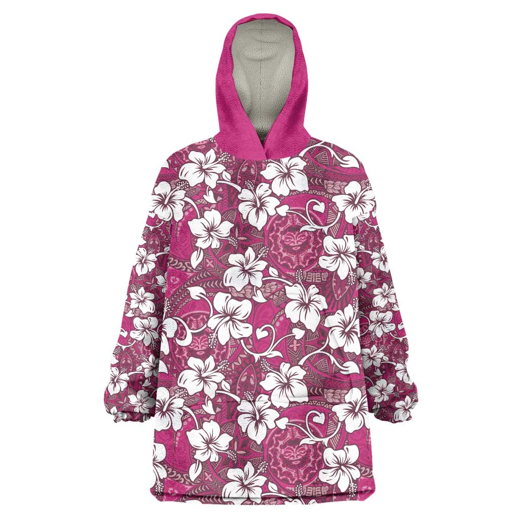 Piqi Bula Fiji Wearable Blanket Hoodie Fijian Tapa Seamless Hibiscus - Polynesian Pride