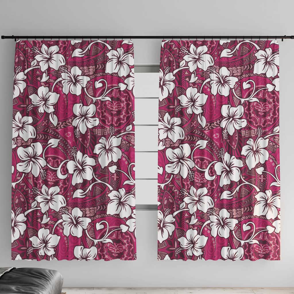 Piqi Bula Fiji Window Curtain Fijian Tapa Seamless Hibiscus - Polynesian Pride