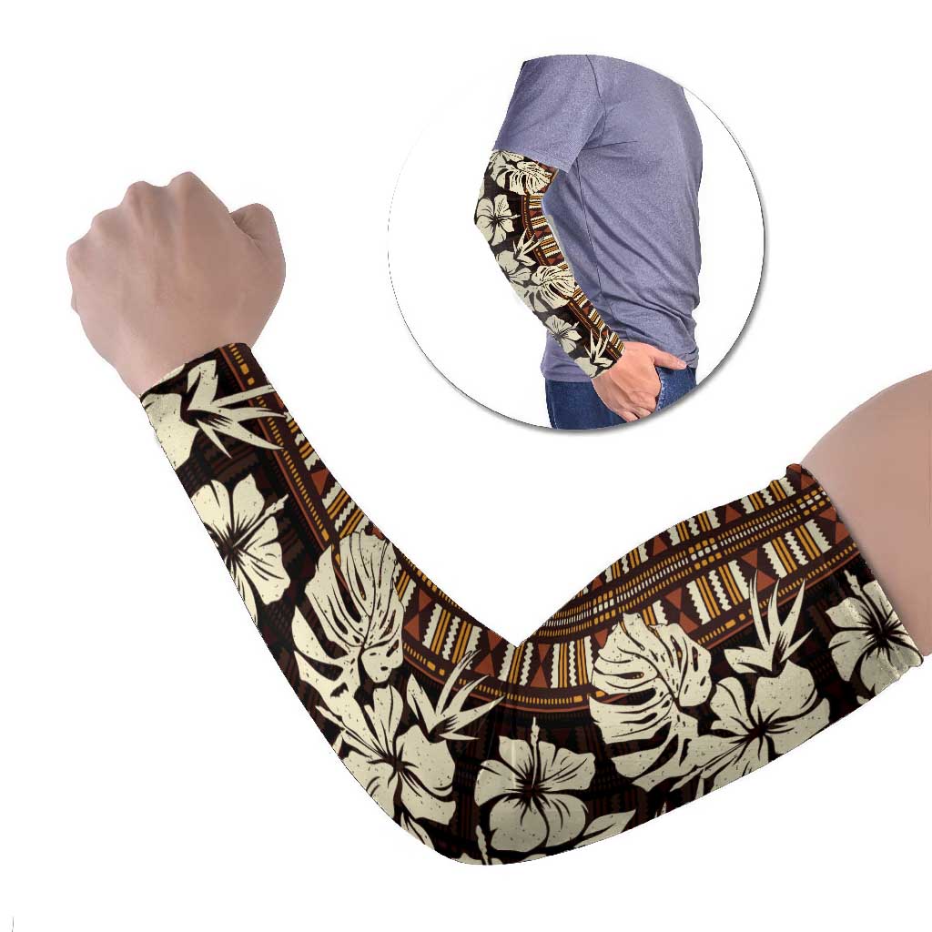 Bula Fiji Masi Arm Sleeves Tapa Tropical Hibiscus Half Stylized - Polynesian Pride