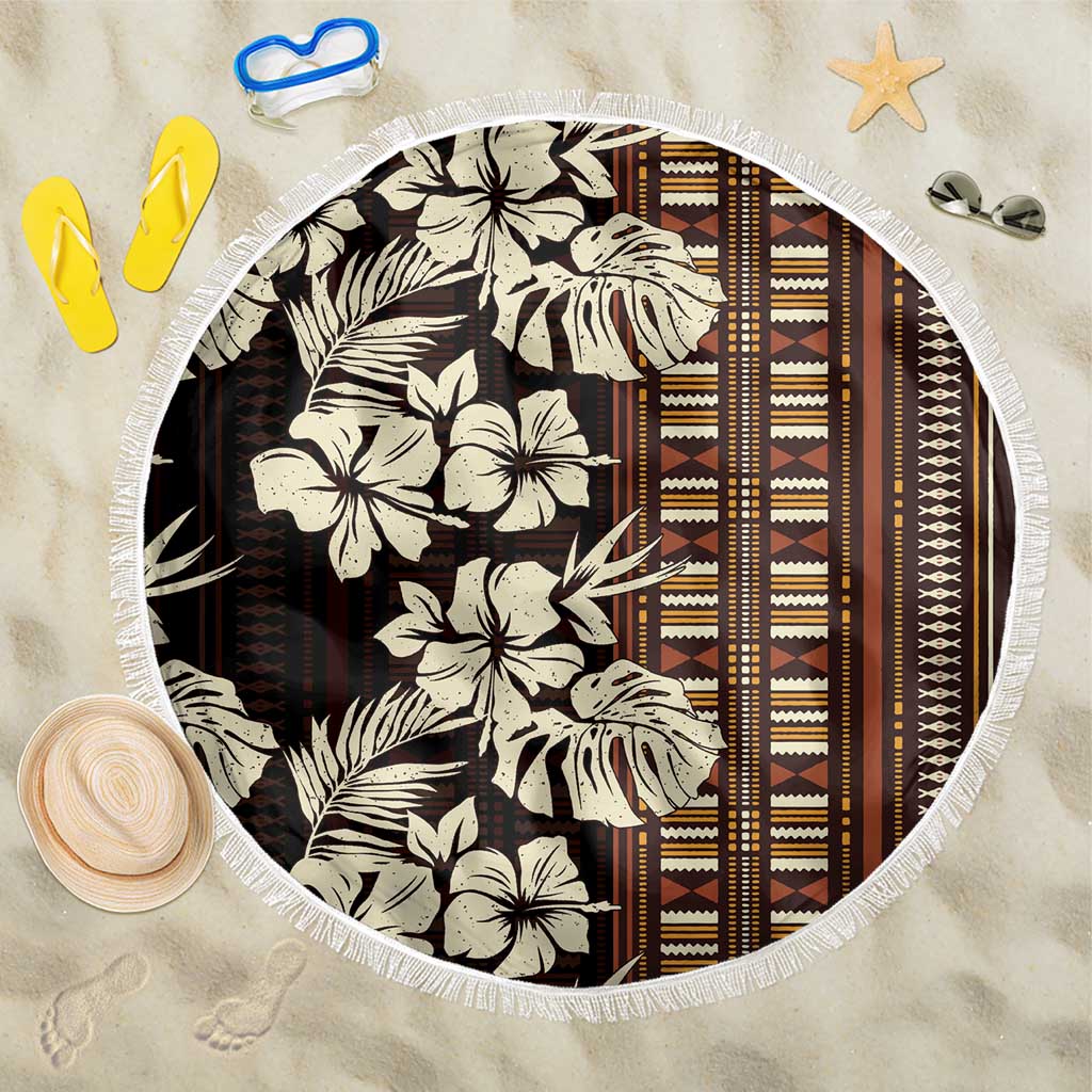 Bula Fiji Masi Beach Blanket Tapa Tropical Hibiscus Half Stylized - Polynesian Pride