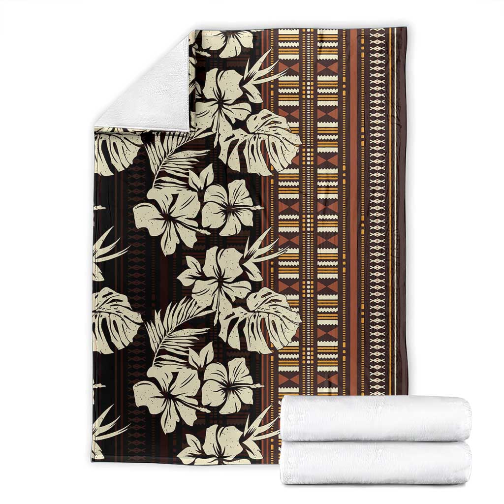Bula Fiji Masi Blanket Tapa Tropical Hibiscus Half Stylized - Polynesian Pride