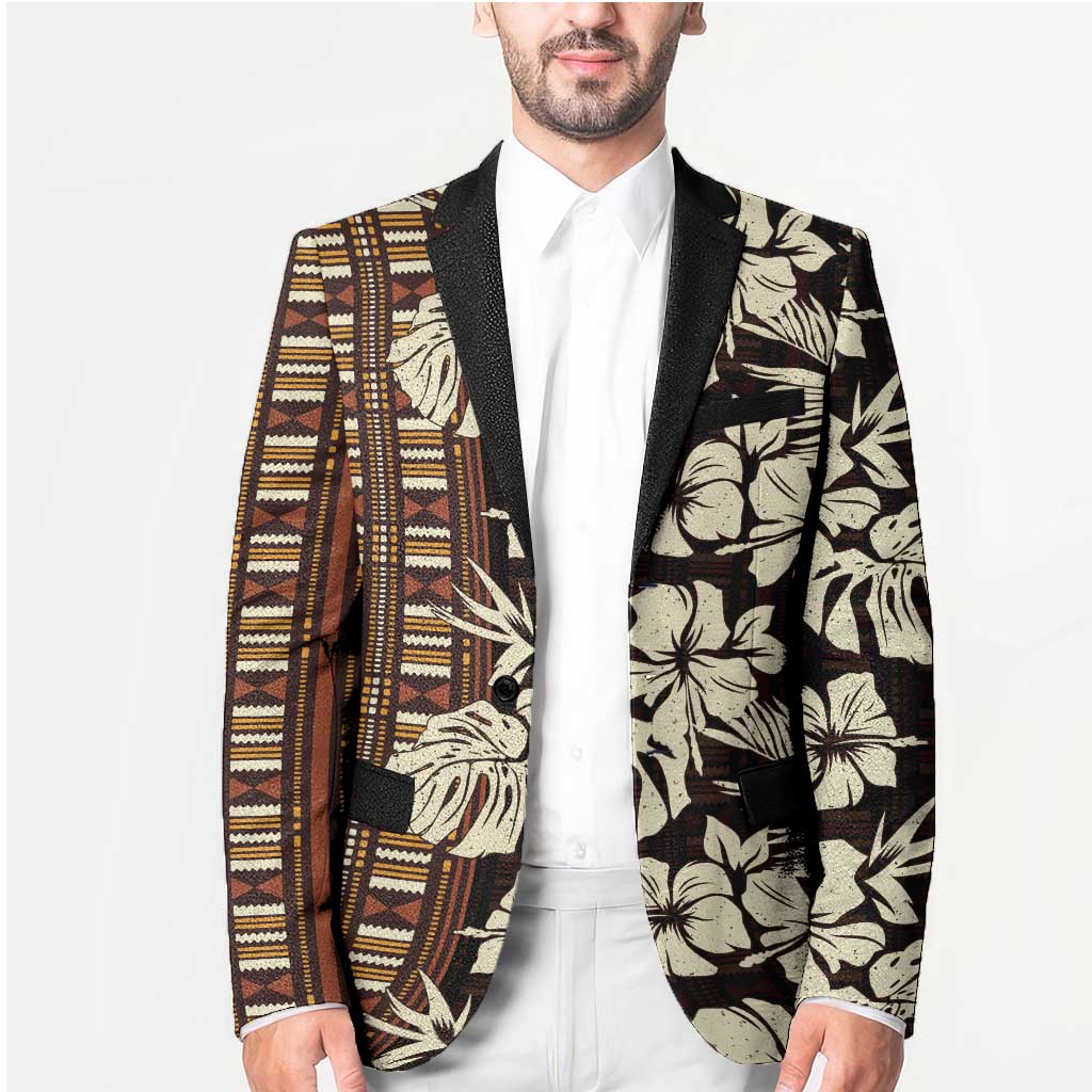 Bula Fiji Masi Blazer Tapa Tropical Hibiscus Half Stylized - Polynesian Pride