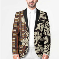 Bula Fiji Masi Blazer Tapa Tropical Hibiscus Half Stylized - Polynesian Pride