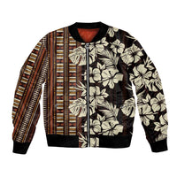 Bula Fiji Masi Bomber Jacket Tapa Tropical Hibiscus Half Stylized - Polynesian Pride