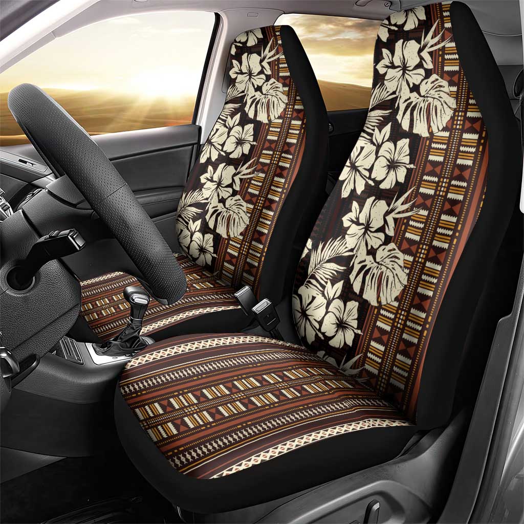 Bula Fiji Masi Car Seat Cover Tapa Tropical Hibiscus Half Stylized - Polynesian Pride