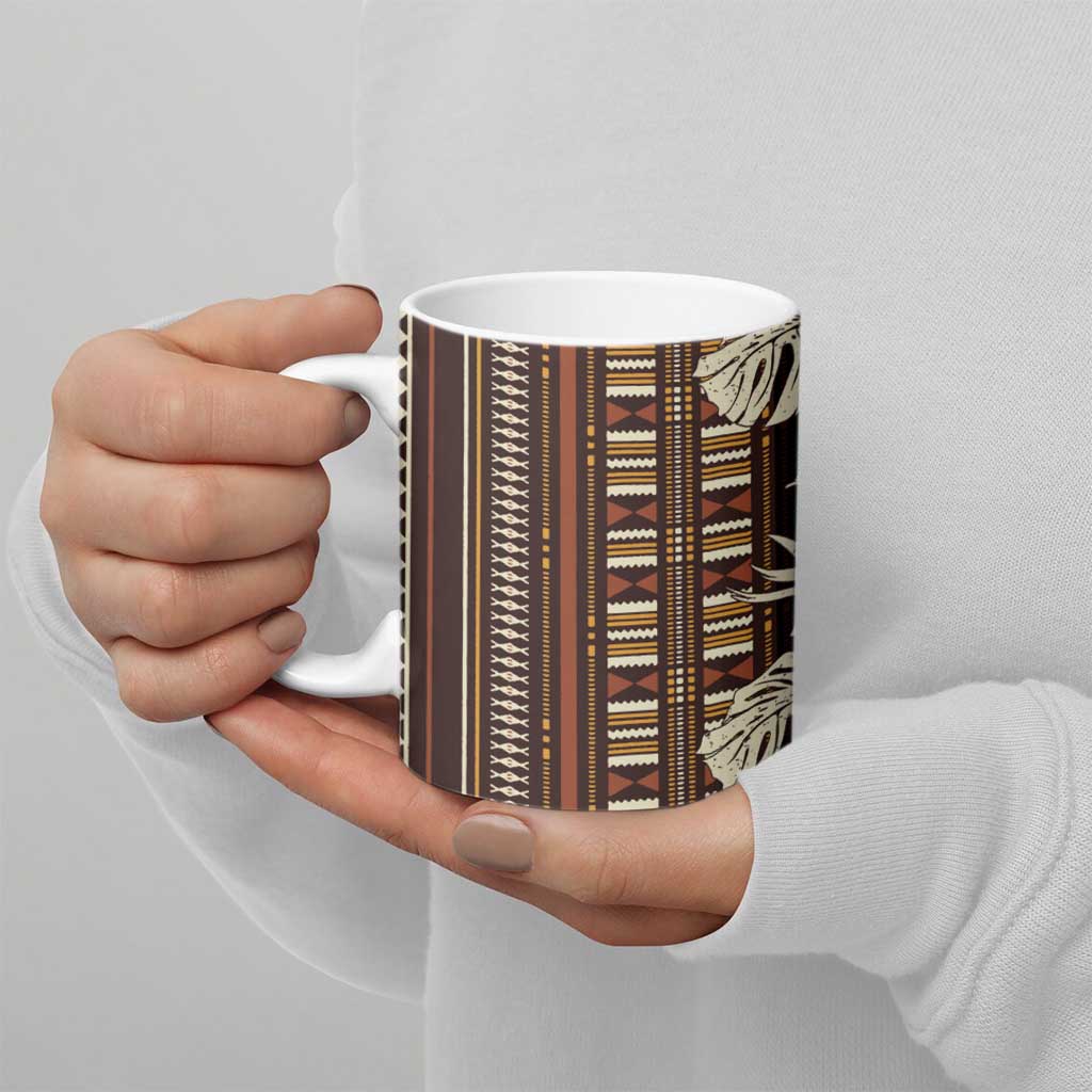 Bula Fiji Masi Ceramic Mug Tapa Tropical Hibiscus Half Stylized - Polynesian Pride