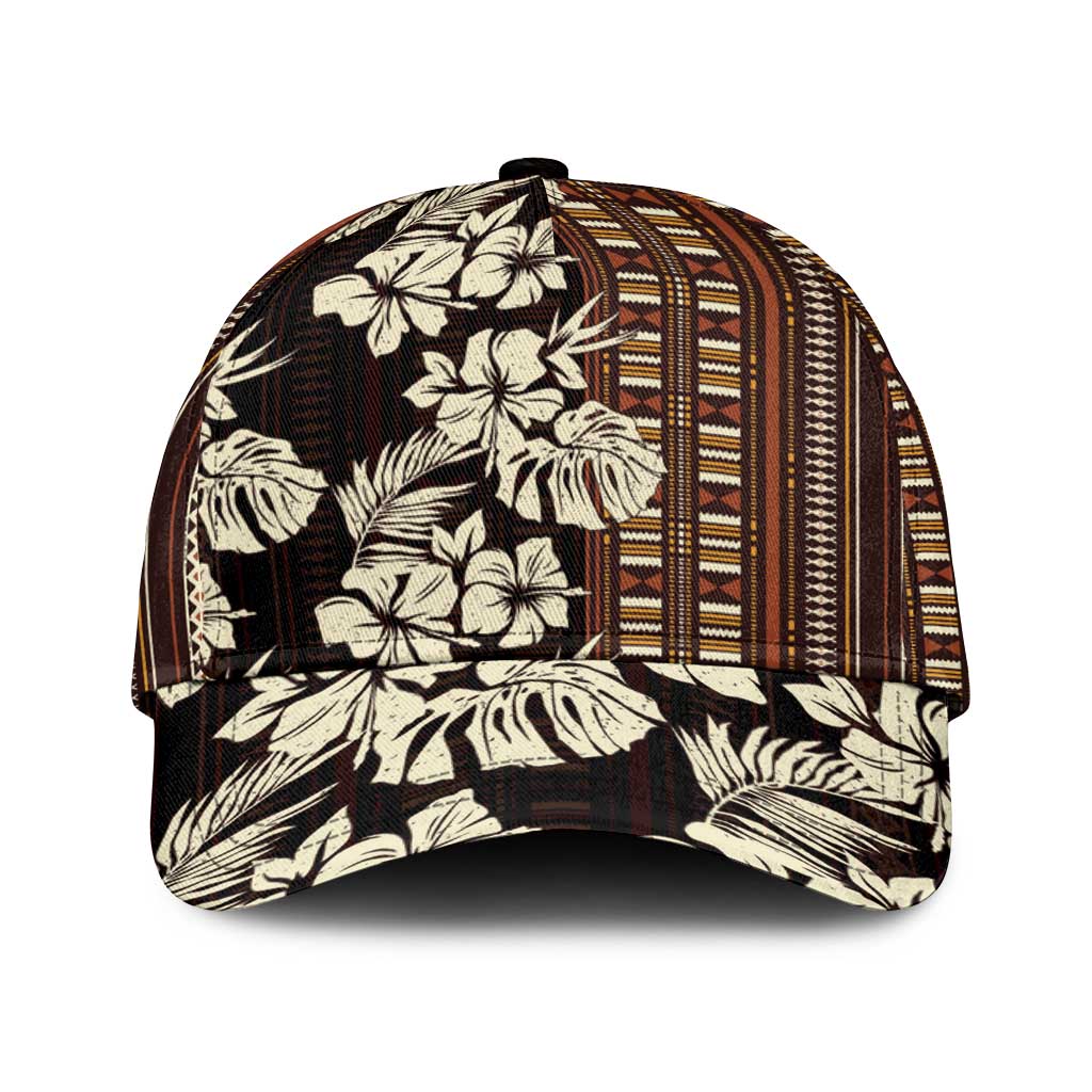Bula Fiji Masi Classic Cap Tapa Tropical Hibiscus Half Stylized - Polynesian Pride