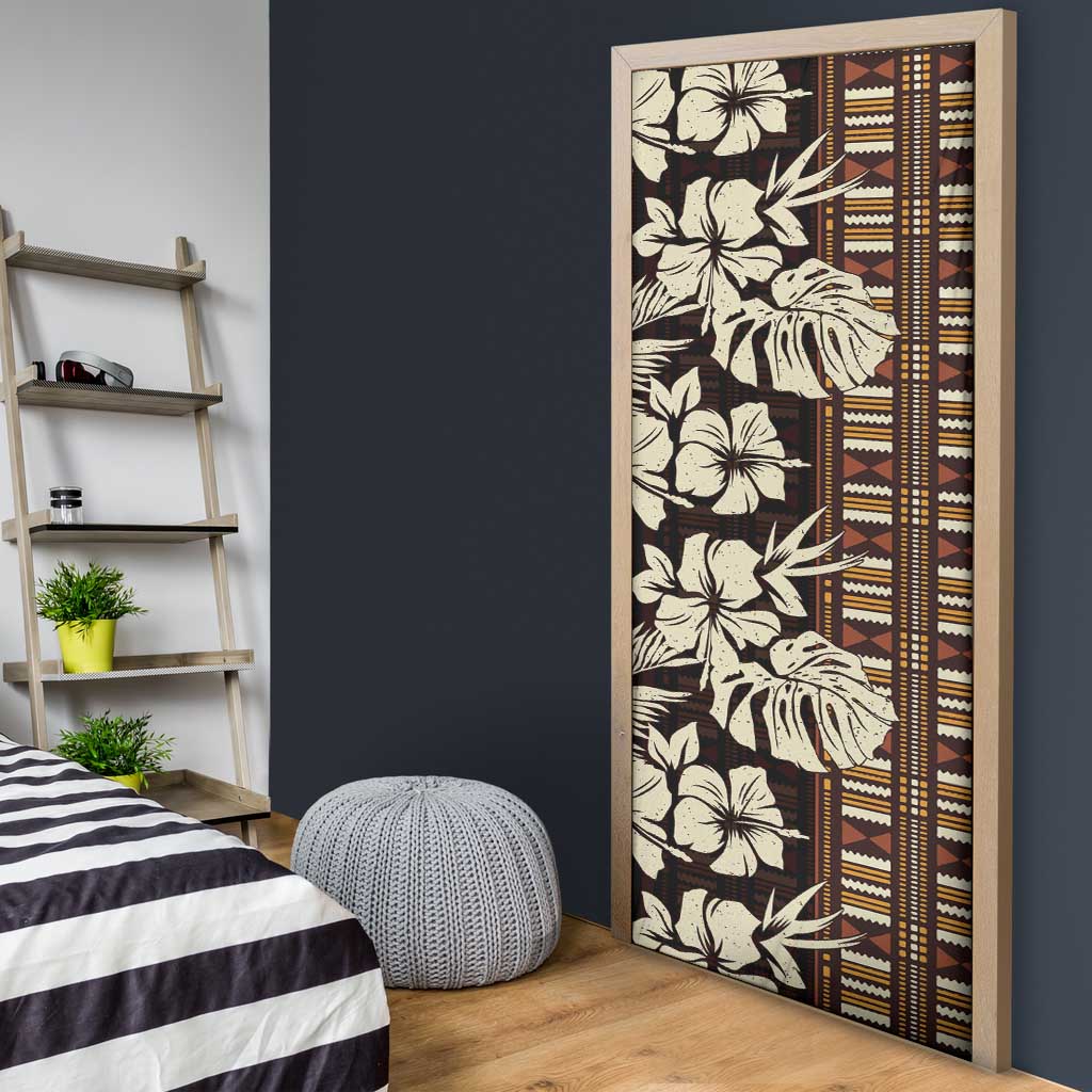 Bula Fiji Masi Door Cover Tapa Tropical Hibiscus Half Stylized - Polynesian Pride