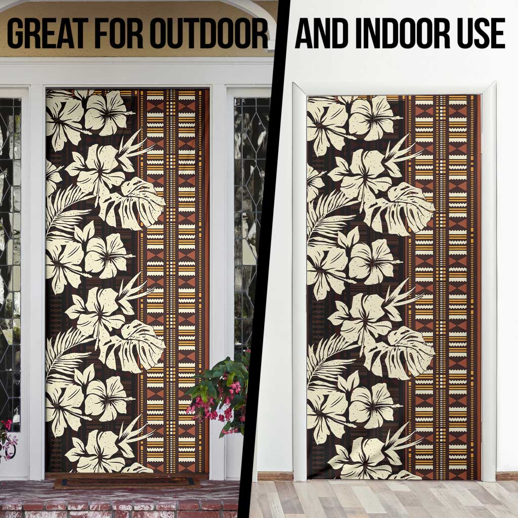 Bula Fiji Masi Door Cover Tapa Tropical Hibiscus Half Stylized - Polynesian Pride