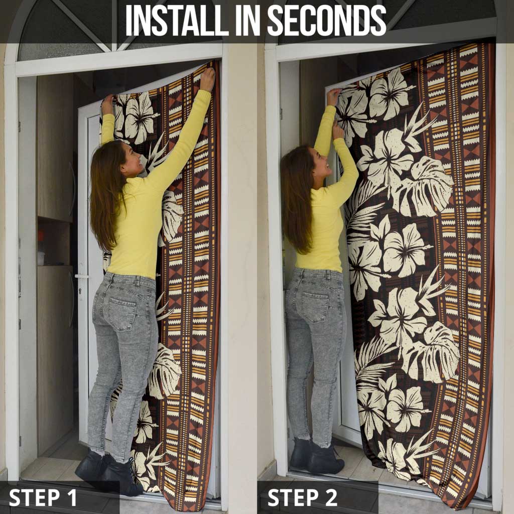 Bula Fiji Masi Door Cover Tapa Tropical Hibiscus Half Stylized - Polynesian Pride