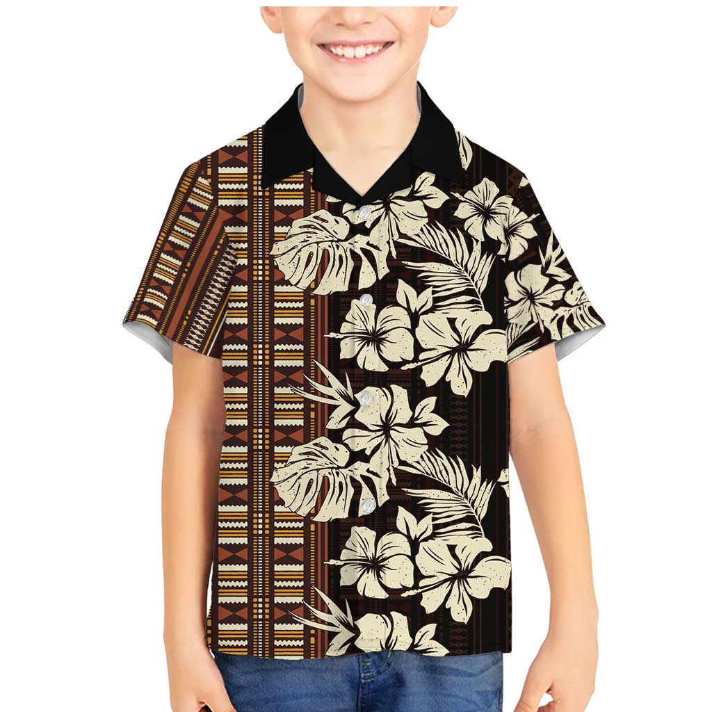 Bula Fiji Masi Family Matching Mermaid Dress and Hawaiian Shirt Tapa Tropical Hibiscus Half Stylized - Polynesian Pride
