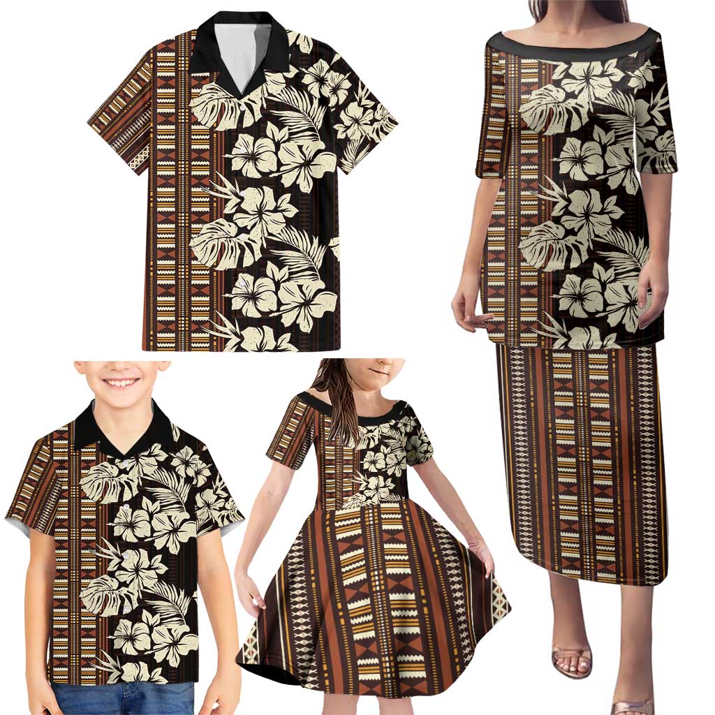 Bula Fiji Masi Family Matching Puletasi and Hawaiian Shirt Tapa Tropical Hibiscus Half Stylized - Polynesian Pride