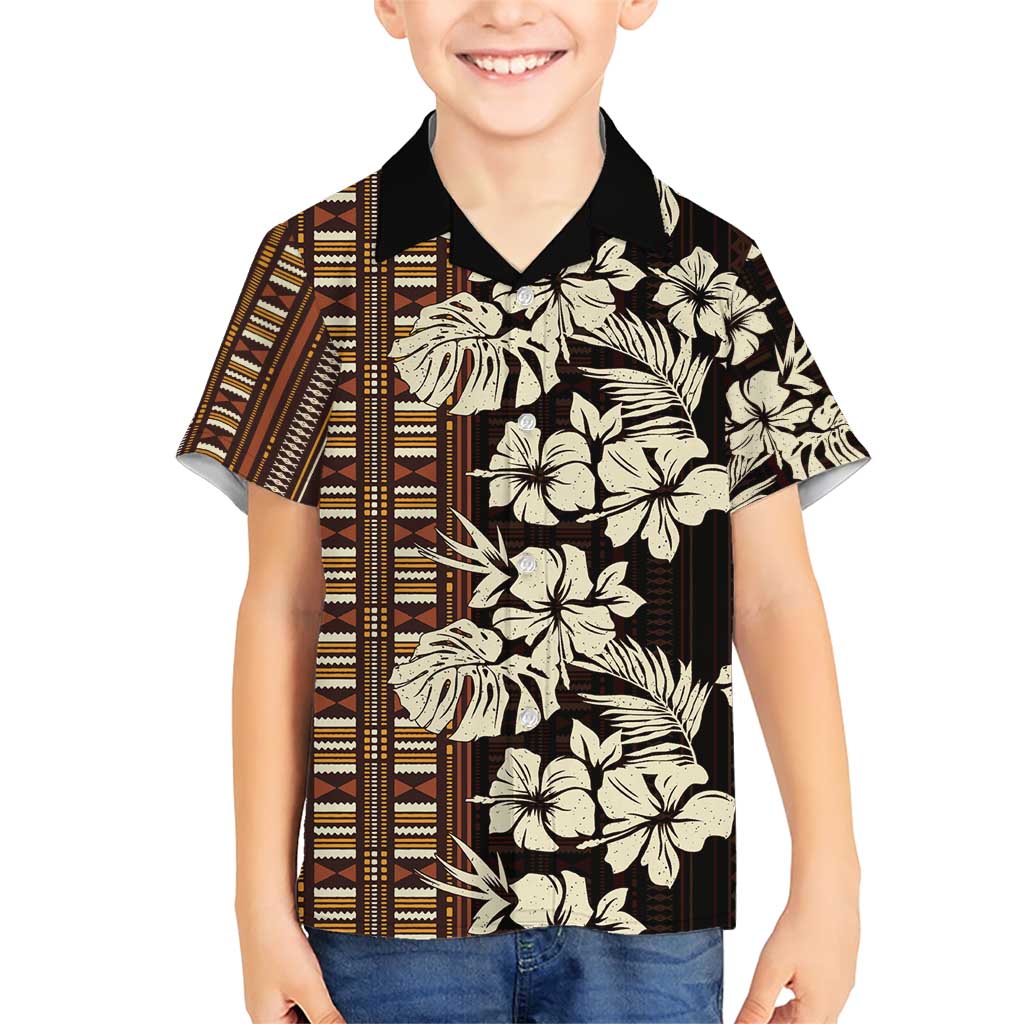Bula Fiji Masi Family Matching Short Sleeve Bodycon Dress and Hawaiian Shirt Tapa Tropical Hibiscus Half Stylized - Polynesian Pride