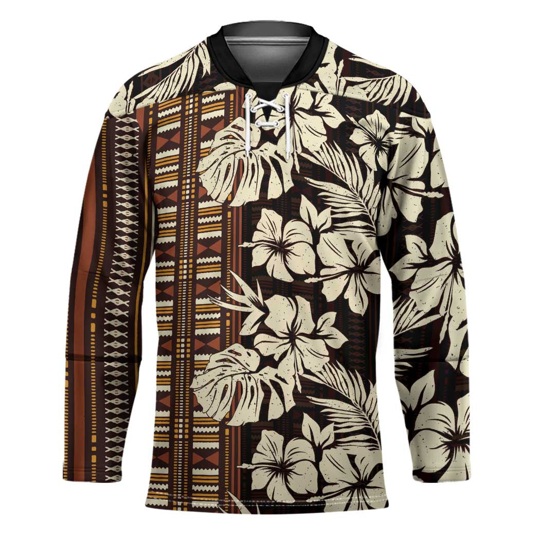 Bula Fiji Masi Hockey Jersey Tapa Tropical Hibiscus Half Stylized - Polynesian Pride