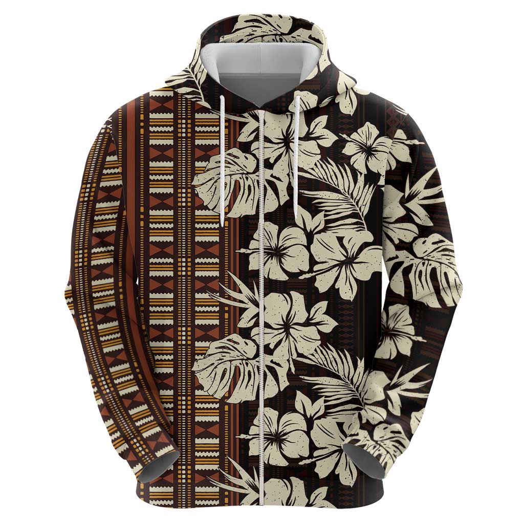 Bula Fiji Masi Hoodie Tapa Tropical Hibiscus Half Stylized - Polynesian Pride