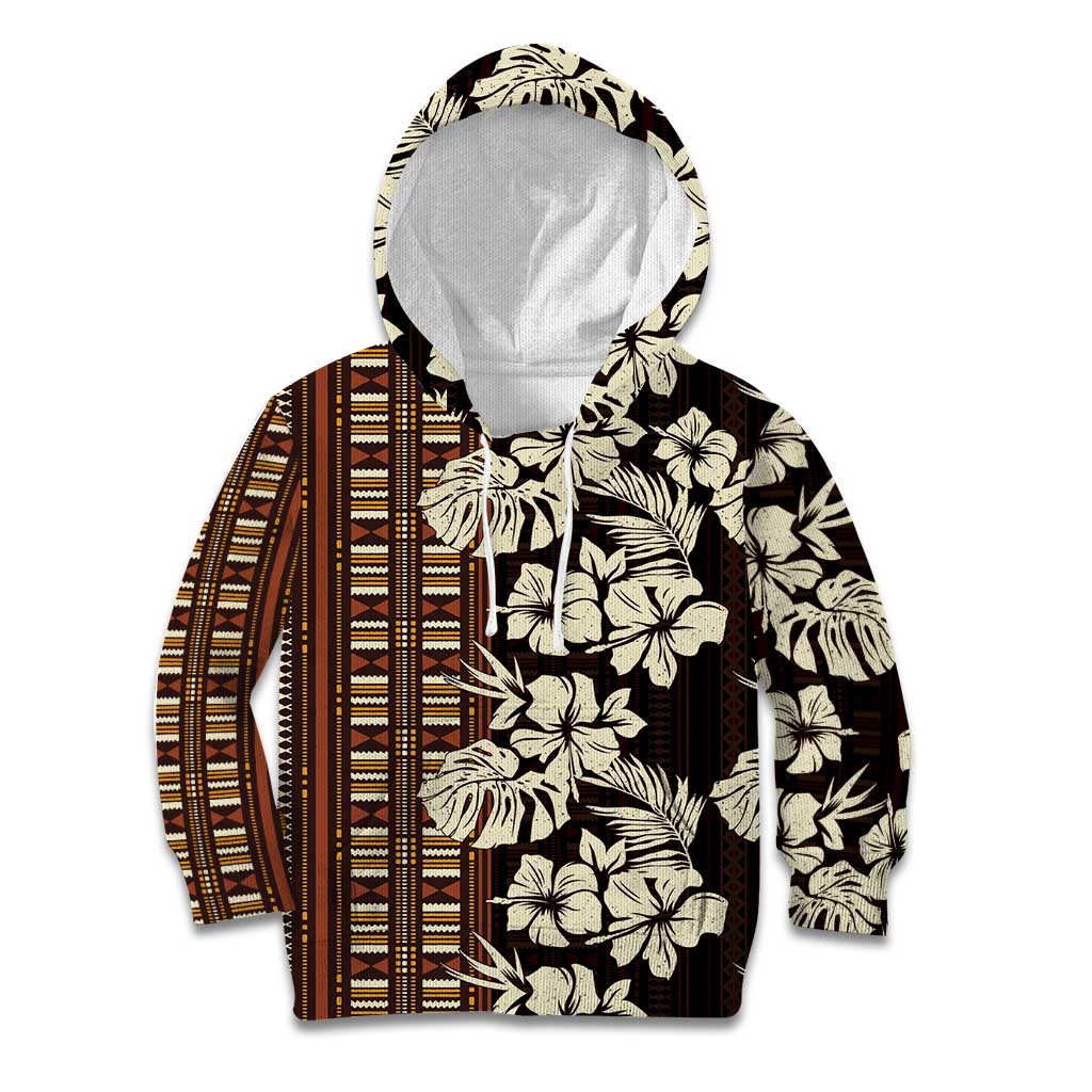 Bula Fiji Masi Kid Hoodie Tapa Tropical Hibiscus Half Stylized - Polynesian Pride