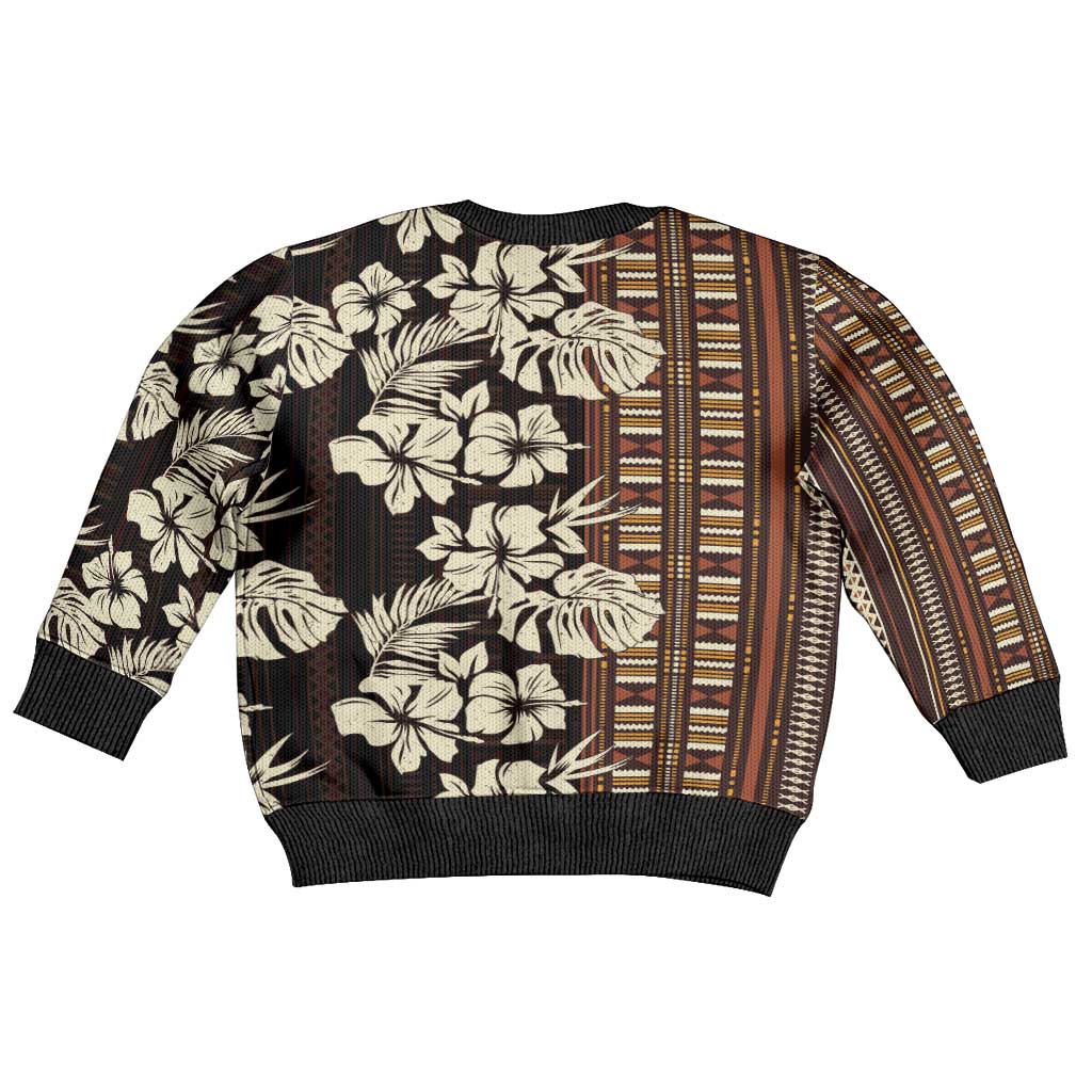 Bula Fiji Masi Kid Ugly Christmas Sweater Tapa Tropical Hibiscus Half Stylized - Polynesian Pride