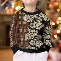 Bula Fiji Masi Kid Ugly Christmas Sweater Tapa Tropical Hibiscus Half Stylized - Polynesian Pride