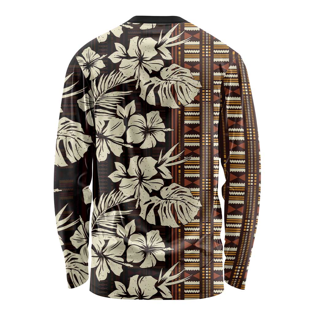 Bula Fiji Masi Long Sleeve Shirt Tapa Tropical Hibiscus Half Stylized - Polynesian Pride