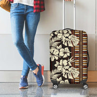 Bula Fiji Masi Luggage Cover Tapa Tropical Hibiscus Half Stylized - Polynesian Pride