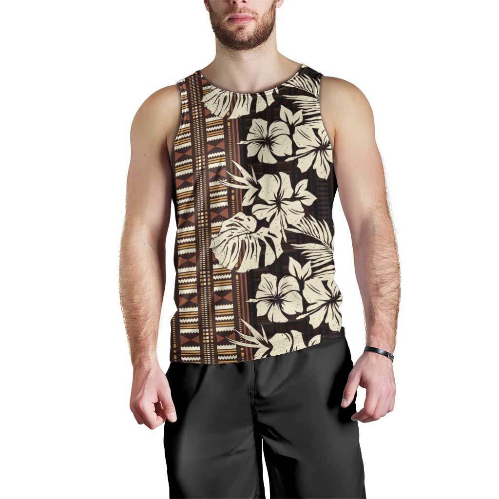 Bula Fiji Masi Men Tank Top Tapa Tropical Hibiscus Half Stylized - Polynesian Pride