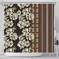 Bula Fiji Masi Shower Curtain Tapa Tropical Hibiscus Half Stylized - Polynesian Pride